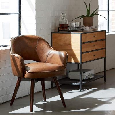 China Mid Century Swivel Revolving Bonded Leather Armchair for sale