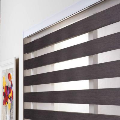 China 100% Polyester Blackout Blackout Zebra Custom Wireless Remote Indoor Window Blind Curtains For Luxury Living Room for sale