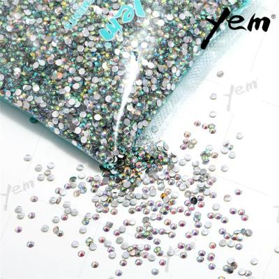 China Environmental Inspection 75 Bags/Carton Round Silver UV AB Flat Back Glue On Silver Rhinestone Hotfix Stone Glue On Resin Rhinestones For DIY Craft for sale