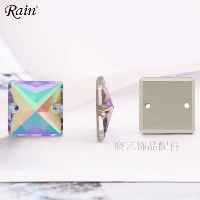 China Eco-Friendly Crystal Sew On Stones Square Flatback Yem ab Glass Rhinestones For Weddinng Dress Decoration For Garment Accessory for sale