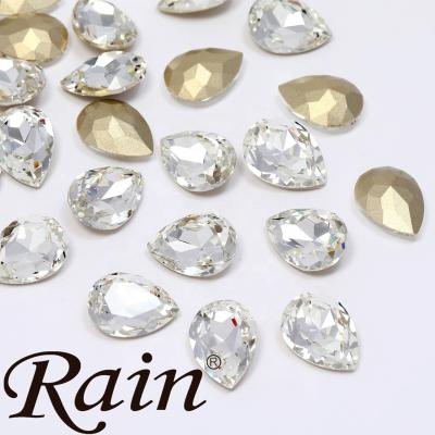 China Wholesale Pointback AA Rain Drop Glass Fancy On Non Hotfix Crystal Hot Fix Rhinestones For Glass Wedding Dress for sale