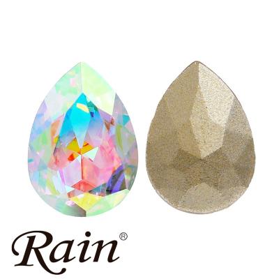 China Wholesale Custom Glass Drop Flatback Rain Stone ab aa Color Teardrop Fancy Rhinestones Bulk For Nail Arts Garment for sale