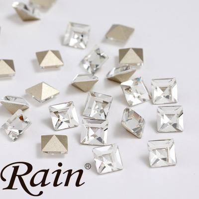 China Pointback Raining AA Square Diy Glass Glue On Rhinestone Art Material Resin Crystal Pearl Pointback Fabric Garment Stones for sale