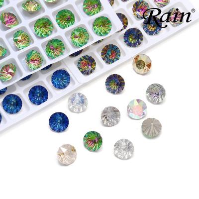 China Pointback Rain Glass Millennium Series Round Shaped High Quality Glass Sew On Crystal Stones Rhinestone DIY Accessories Charms for sale