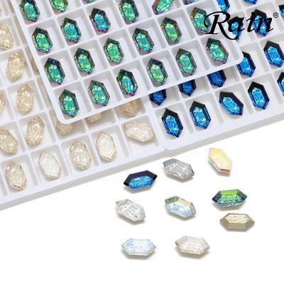 China Rain Relief Crystal Series Hexagon Shape Glass Flat Back Glass Jewelry Finding Accessories Rhinestone For DIY Hoodie Dress Sandals for sale