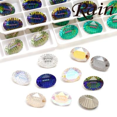 China Wholesale Millenium Rain Oval 8mm/10mm/13mm Nail Art Rhinestones Point Back Glassl Stones For Luxury Dress Western Wedding for sale