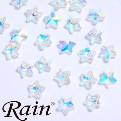 China Eco-friendly Professional Clear 8mm Stone Rain Five-pointed Stone Rain Flatback Loose Glass Rhinestone AB Star For Pendant for sale