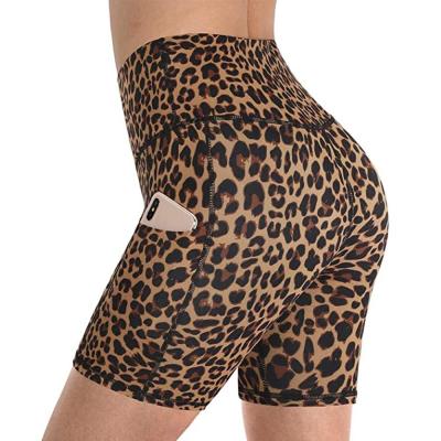 China Viable Women High Waist Off Pocket Yoga Shorts Leopard Snake Pattern Yoga Shorts Pants Gym Gaiters Sport Women Fitness Shorts for sale