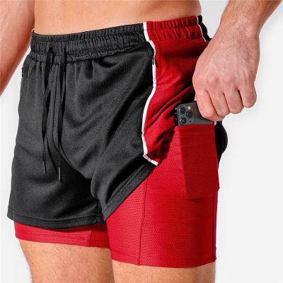 China Breathable Running Shorts Men Fitness Gym Training Sports Shorts Quick Dry Workout Gym Sport Jogging Double Deck Summer Mens Shorts for sale