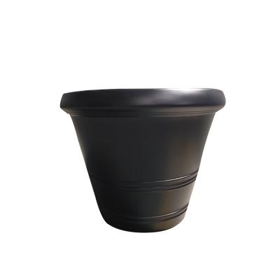 China Modern new high-strength light weight black fiberglass flower pot for garden for sale