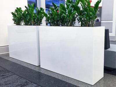 China Outdoor white hot selling light weight high strength large rectangular fiberglass planter pots for sale