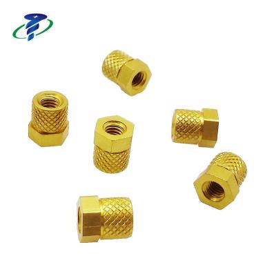 China General Industry Knurled Brass Hexagon Insert Thread Nut for sale