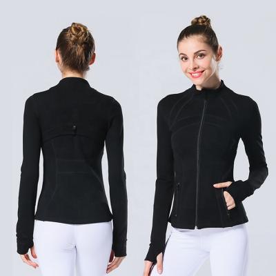 China Fitness Anti-Static Long Use Sleeve Zipper Pocket Yoga Gym Women Sports Jacket for sale