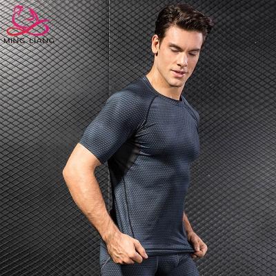 China OEM Logo Men's Short Sleeve Running Shirt Quick Dry Anti-Static Mens Sport Fitness Gym T-shirt for sale