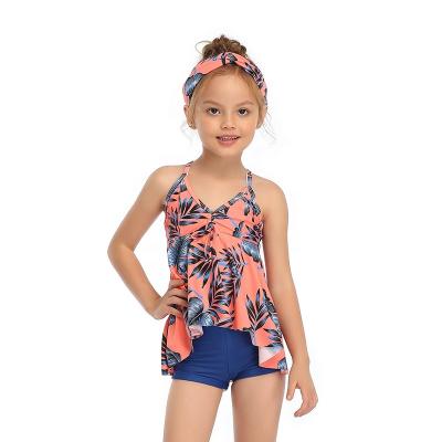 China 2019 Kids Breathable Halter Swimwear Baby Kids Swimwear Lace Up Bikini With Tassels for sale