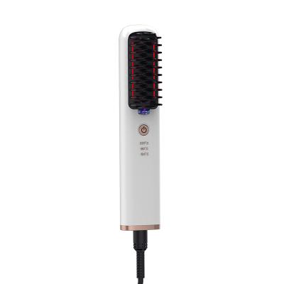 China Outdoor Portable Rechargeable Ion LED Electric Hair Brush Straight Hair Comb Heating Smooth Hair Comb for sale