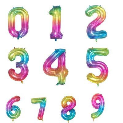 China Party Decoration 16inch/30inch/40inch Foil Balloon Happy Birthday Party Balloon Gradient Color Numbers 0-9 Digital for sale