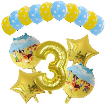 China Party Decoration 18 Inch Farm Foil Balloon Mylar Round Shape Game Farm Happy Foil Balloon Set For Kid's Happy Birthday Party Decoration for sale