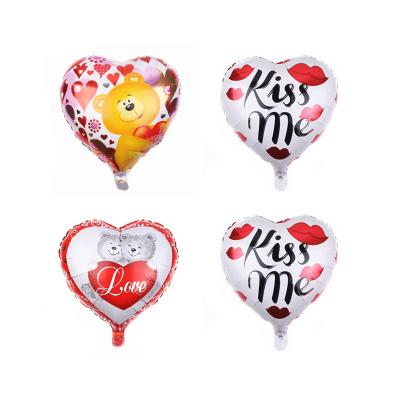 China Gift Toy Hot Sell 18 Inch Valentine's Day Balloon Love Bear Foil Balloon Kiss Me Party Decoration Heart Shape for sale