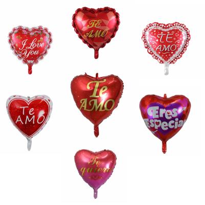 China Gift Toy New 22 inch Heart Shape Te Amo Aluminum Foil Balloon For Wedding Party Decoration Valentine's Spanish Proposal for sale