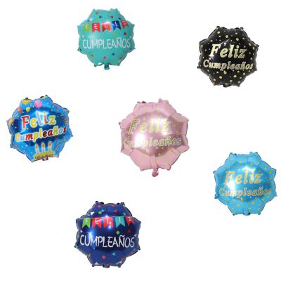 China Toy New 22 Inch Spanish Round Shape Feliz Cumpleanos Foil Balloon Happy Birthday Stage Layout Party Decoration Gift Toy for sale