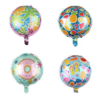 China Gift Toy Hot Sell 18 Inch Summer Theme Fruit Donut Flamingo Foil Balloon Holiday Coconut Tree Wholesale Price for sale