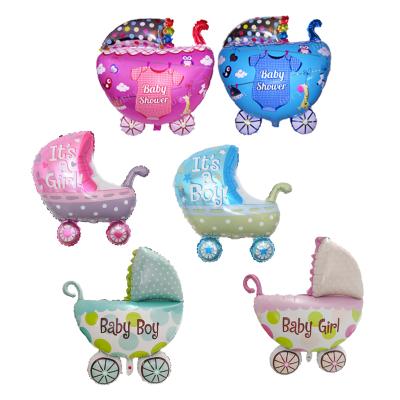 China Other Wholesale Balloon Car Helium Baby Boy Shape Design Baby Carriage Foil Balloons for sale