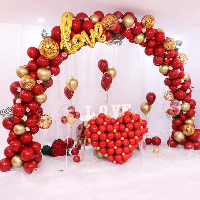 China Round Arch Bridge Balloon Set 12 Inch Metal Macaroon Latex Balloons Love Foil Balloon Wedding Party DIY Decoration for sale