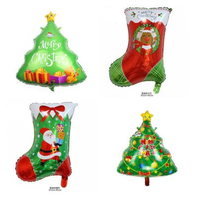 China New Decoration Party Decoration Customize Merry Christmas Foil Helium Balloons Christmas Gift Socks Shape Balloons for sale