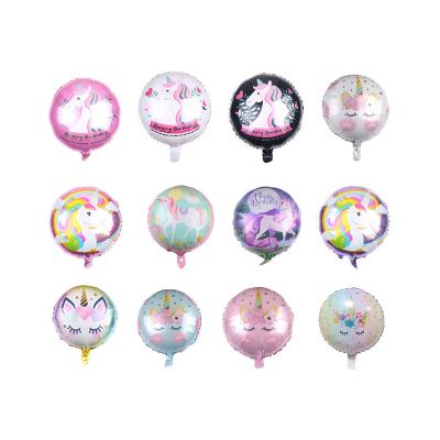 China 18 inch unicorn foil helium balloon gift toy for kids birthday party decoration party supplies baby shower around hot sale for sale