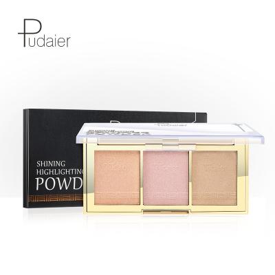 China OEM Waterproof Custom Shimmer Pressed Powder Private Label 3 Colors Highlighter Bar Palette Makeup for sale