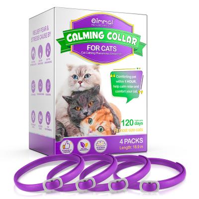 China OIMMAL Viable 4 Pack High Quality Pheromone Cat Calming Collars Anti Anxiety Reduce Adjustable Pet Pheromone Calming Collars For Cats for sale