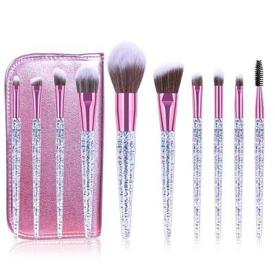 China Angular Blush 2021 New Design 10pcs Customizable Synthetic Quicksand Handle Makeup Brush Set With Bag for sale