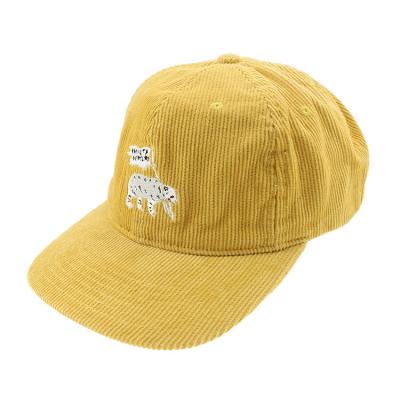 China JOINT Yellow 6 Panel Corduroy Designer Summer Dad Hats With Labels for sale