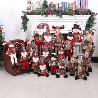 China Handmade Christmast Ornament Artilady Snowman Plush Dolls Standing Household Indoor Santa Figurine Christmas Decoration for sale