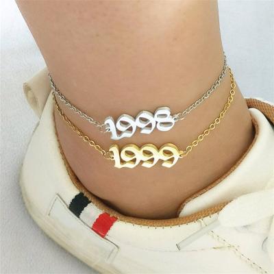 China Artilady 1988-2006 Bling TRENDY Birth Year Anklets Women Stainless Steel Statement Anklets Women Jewelry for sale