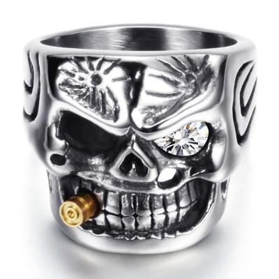 China Hiphop Artilady Skull Head Hip Hop Ring Stainless Steel Rings MenJewelry for sale