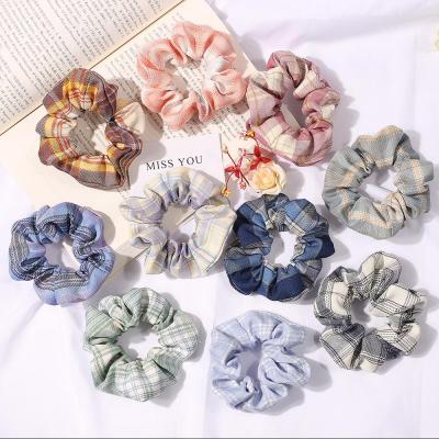 China Artilady 1PC Vintage Hair Decoration Scrunchies Dot Plaid Scrunchies Women Elastic Hair Bands Dot Hair Bands Girls Hair Ties Striped for sale