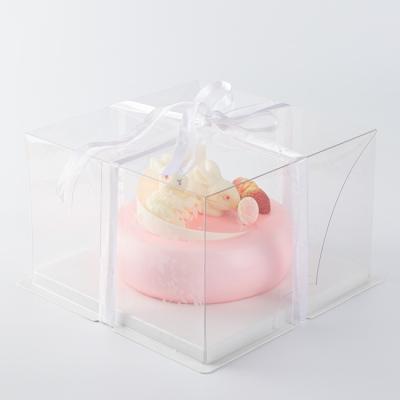 China Recycled Materials Clear Wedding Cake Box With Window 8 10 12 Inch Two In One Plastic Food PET Square Round Cake Box Free Shipping Accept 50sets for sale