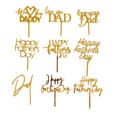 China Acrylic Cake Topper Happy Father's Day Love You Dad Topper Cake Decoration for sale