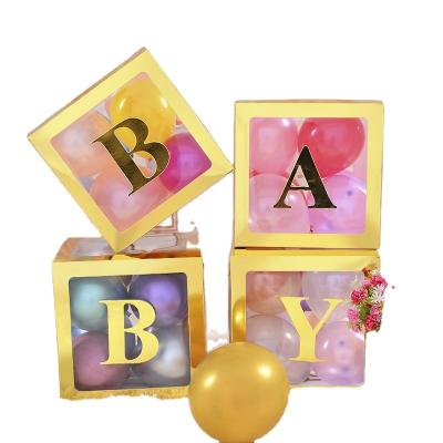 China DIY Recyclable Alphabet Block Box Love Baby Shower Party Balloons Decoration Transparent Packing Box for sale