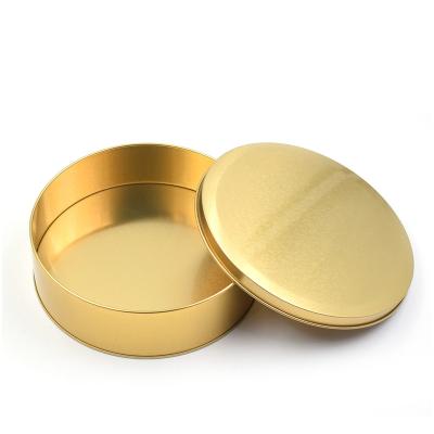 China Gold Silver White Gray Tea Tin Cookie Conainter Box Food Metal Round Candle for sale