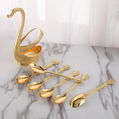 China Viable The Latest Metal Teaspoon Cute Swan Shape Spoon Holder European Spoon Wholesale Home Decoration for sale