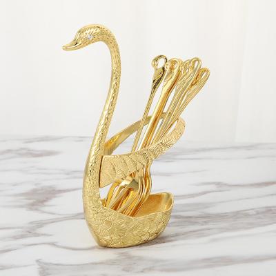 China Viable The Latest Swan Fork Holder Storage Kitchen Nordic Creative Retro Metal Fork Rack Cute Spoon Holder for sale