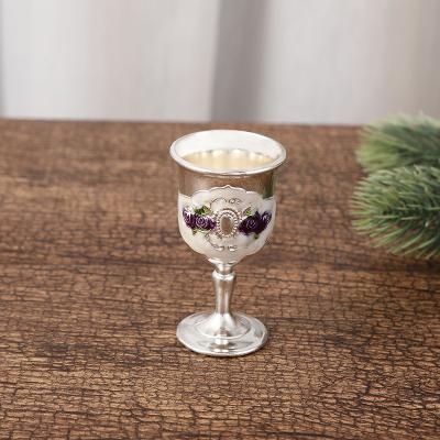 China Exquisite Creative Vintage Mini Teacups Sustainable Household European Stemless Wine Glasses Customized Floral Pattern Wine Glass for sale