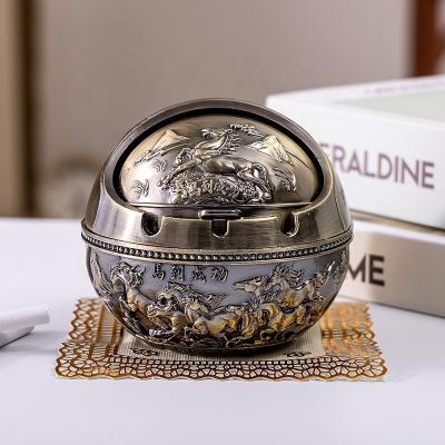 China Shake / Windproof / Lid Home Decoration Success Morality Metal Ashtray Quick Cute Ashtray Gift Good Quality for sale