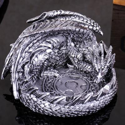 China Desktop Ashtray Dragon Shape Retro Creative Ashtray European Luxury Home Decoration Resin Ashtray for sale