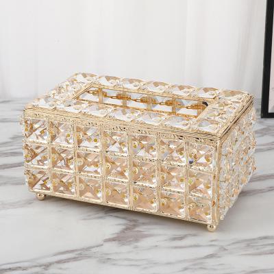 China Creative Luxury Acrylic Crystal Toilet Tissue Box Holder Art Decor Household Nordic Tissue Box for sale