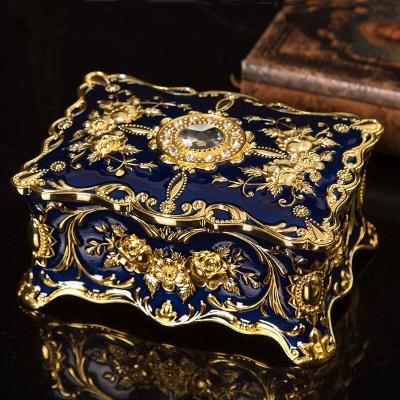 China Exquisite Rose Crystal Jewelry Box Large Double-layer Storage Boxes of European Multifunctional Luxury Jewelry Boxes for sale