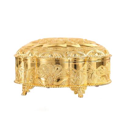 China Retro High-end Exquisite Cut Out Round Jewelry Box European Style Luxury Jewelry Box Jewelry Set Box for sale